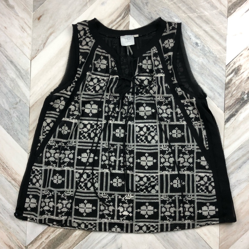 Anthropologie HD in Paris Cross-Stitch Blouse Tank